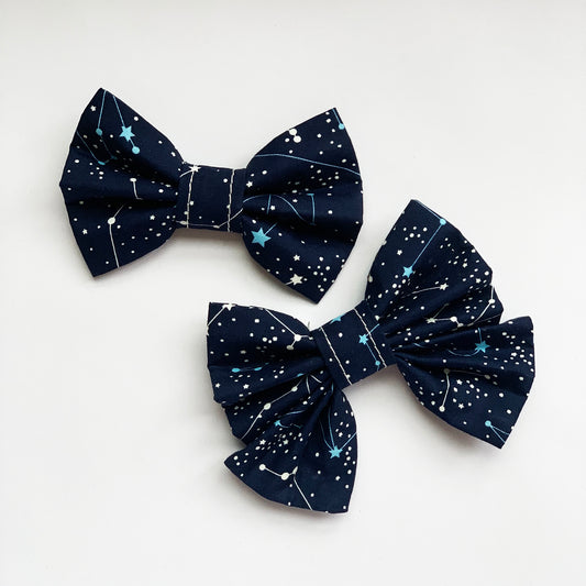 EMMA - Blue Celestial Bow Tie or Hair Bow to fit Collar