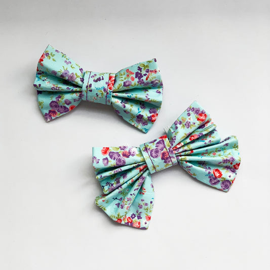 KIRA - Light Blue Ditsy Floral Bow Tie or Hair Bow to fit Collar