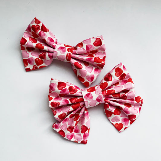 PANDORA - Confetti Hearts Valentines Bow Tie or Hair Bow to fit Collar