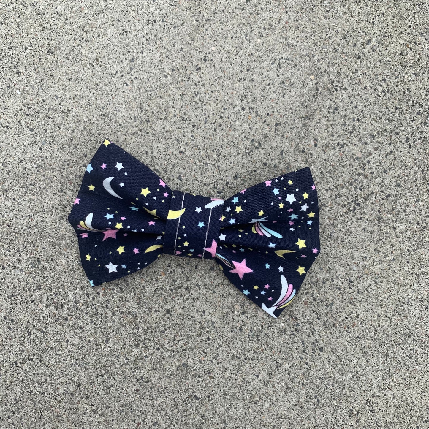 STAR - Blue/Navy Shooting Star and Moon Bow Tie or Hair Bow to fit Collar